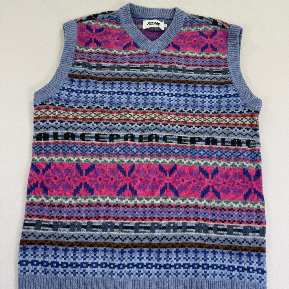 Palace Blue and Pink Knit Sweater Vest